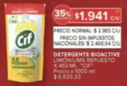 Carrefour Cif detergente bioactive limon/lima repuesto oferta