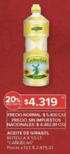 Carrefour Cañuelas aceite de girasol botella oferta