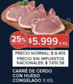 Carrefour Carré de cerdo con hueso congelado oferta