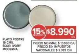 Carrefour Plato postre blue/ivory oferta