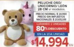 Carrefour Peluche oso/ unicornio/león oferta