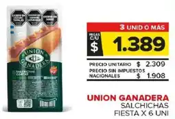 Carrefour Maxi Unión ganadera salchichas fiesta oferta