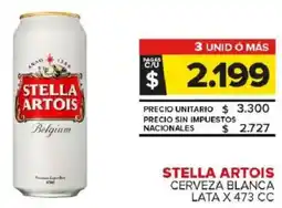 Carrefour Maxi Stella artois cerveza blanca lata oferta