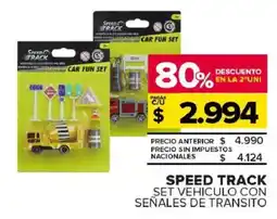 Carrefour Maxi Speed track set vehiculo con señales de transito oferta
