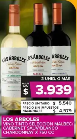 Carrefour Maxi Los arboles vino tinto seleccion malbec oferta