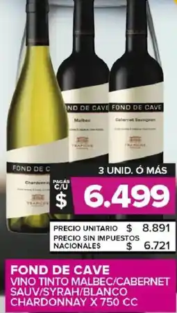Carrefour Maxi Fond de cave vino tinto malbec/cabernet sauv/syrah/blanco chardonnay oferta