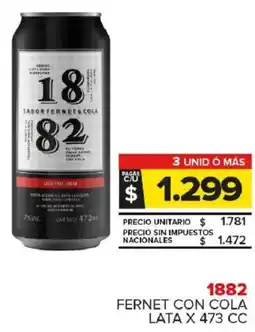 Carrefour Maxi 1882 fernet con cola lata oferta