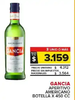 Carrefour Maxi Gancia aperitivo americano botella oferta