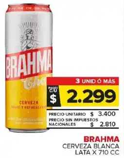 Carrefour Maxi Brahma cerveza blanca lata oferta