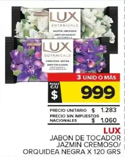 Carrefour Maxi Lux jabon de tocador jazmin cremoso/ orquidea negra oferta