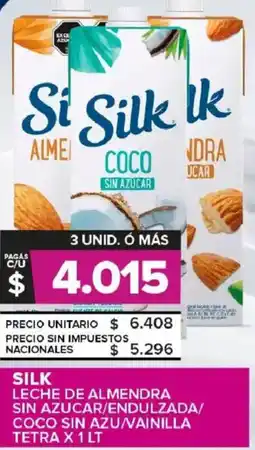 Carrefour Maxi Silk leche de almendra sin azucar/endulzada/ coco sin azu/vainilla tetra oferta