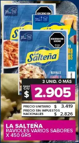Carrefour Maxi La salteña ravioles varios sabores oferta