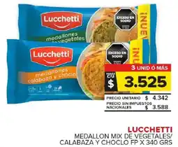 Carrefour Maxi Lucchetti medallon mix de vegetales/ calabaza y choclo fp oferta