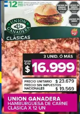 Carrefour Maxi Union ganadera hamburguesa de carne clasica oferta