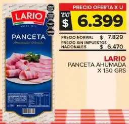 Carrefour Maxi Lario panceta ahumada oferta