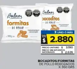 Carrefour Maxi Bulnez bocaditos/formitas de pollo rebozados oferta