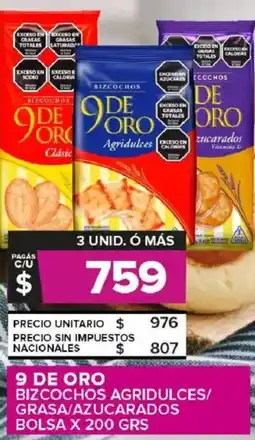 Carrefour Maxi 9 de oro bizcochos agridulces/ grasa/azucarados bolsa oferta