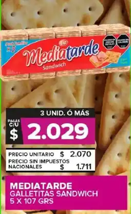Carrefour Maxi Mediatarde galletitas sandwich oferta