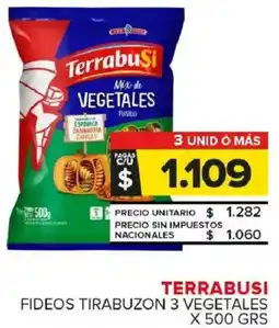Carrefour Maxi Terrabusi fideos tirabuzon 3 vegetales oferta