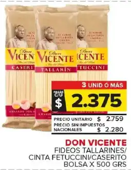 Carrefour Maxi Don vicente fideos tallarines/ cinta fetuccini/caserito bolsa oferta