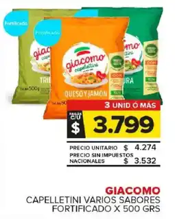 Carrefour Maxi Giacomo capelletini varios sabores fortificado oferta