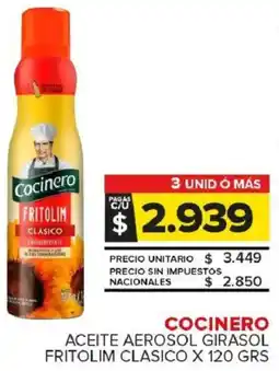 Carrefour Maxi Cocinero aceite aerosol girasol fritolim clasico oferta