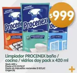 Supermercados Buenos Días Procenex limpiador baño / cocina / vidrios doy pack oferta