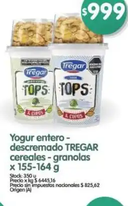 Supermercados Buenos Días Tregar yogur entero- descremado cereales-granolas oferta