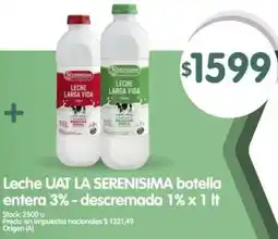 Supermercados Buenos Días La serenisima leche uat botella entera 3% - descremada 1% oferta