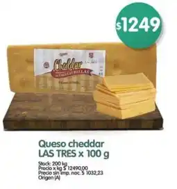 Supermercados Buenos Días Las tres queso cheddar oferta