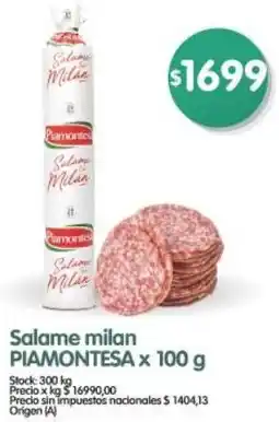 Supermercados Buenos Días Piamontesa salame milan oferta
