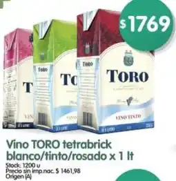 Supermercados Buenos Días Toro vino tetrabrick blanco/tinto/rosado oferta