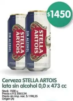 Supermercados Buenos Días Stella artois cerveza lata sin alcohol oferta