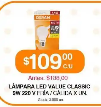 Supermercados Tadicor Lámpara Led Value Classic 9w 220 V Fría Cálida oferta