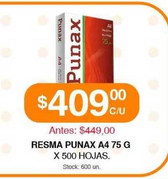 Supermercados Tadicor Resma Punax A4 75g X 500 Hojas oferta