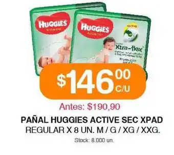 Supermercados Tadicor Pañal Huggies Active Sec Xpad Regular oferta