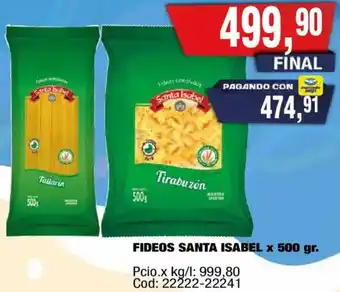 Maxiconsumo Santa isabel fideos oferta