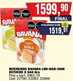 Maxiconsumo Bizcochos ravana lim-nar-vain estuche oferta