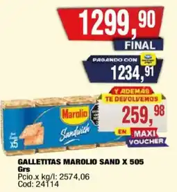 Maxiconsumo Marolio galletitas sand oferta