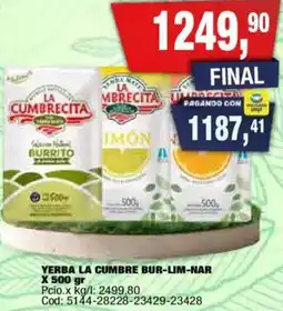 Maxiconsumo La cumbre yerba bur-lim-nar oferta