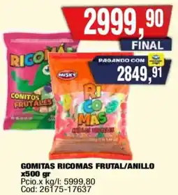 Maxiconsumo Ricomas gomitas frutal/anillo oferta
