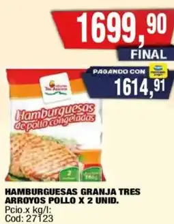 Maxiconsumo Hamburguesas granja tres arroyos pollo oferta