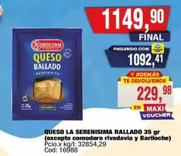 Maxiconsumo La serenisima queso rallado oferta