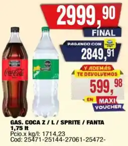 Maxiconsumo Coca z/l/sprite / fanta gas. oferta