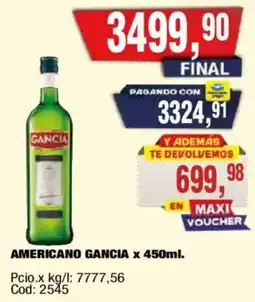 Maxiconsumo Gancia americano oferta