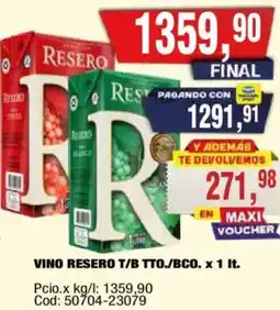 Maxiconsumo Resero vino t/b tto./bco. oferta
