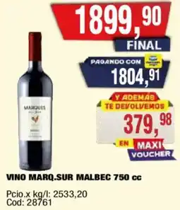 Maxiconsumo Marq.sur vino malbec oferta