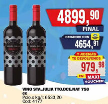 Maxiconsumo Sta.julia vino tto.dce.nat oferta