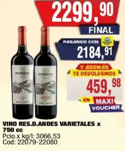 Maxiconsumo Res.d.andes vino varietales oferta