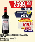 Maxiconsumo Muñeco rebelde vino malbec oferta